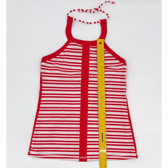 Lululemon Tank Top Womens 8 Red White Striped Hip To Be Zen Halter Yoga - Picture 3 of 9
